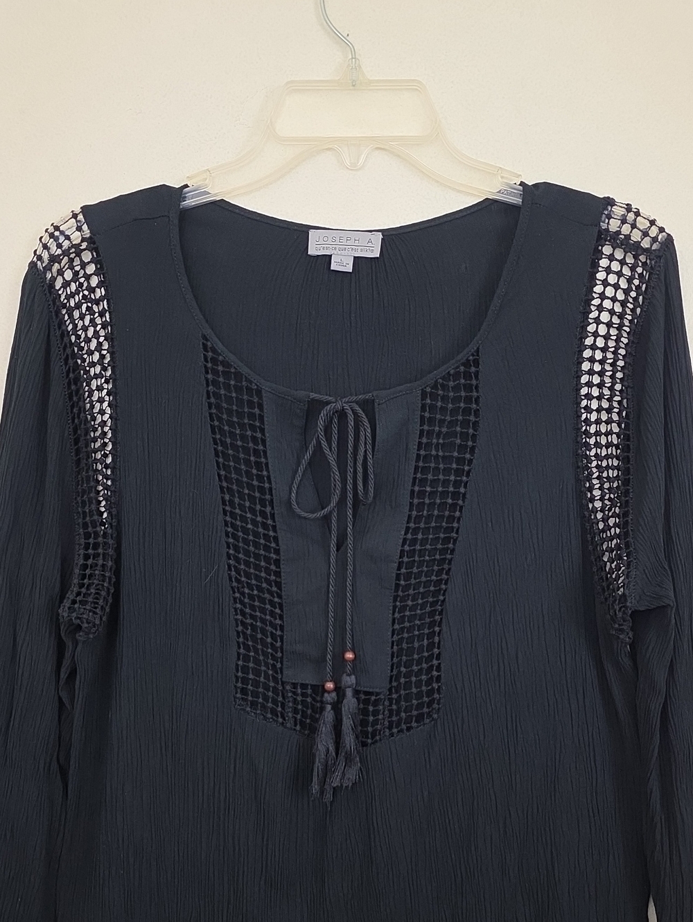 Joseph A. Black Long Sleeve Viscose Top L